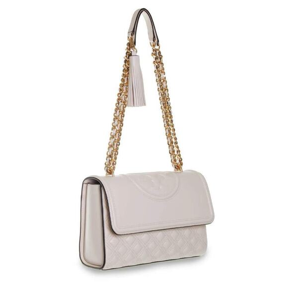 Tory Burch Womens Fleming Quilted Leather Shoulder Handbag Ivory Medium - Picture 2 of 4